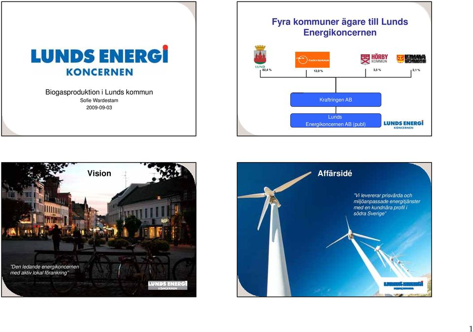 Energikoncernen AB (publ) Vision Affärsidé Vi levererar prisvärda och miljöanpassade