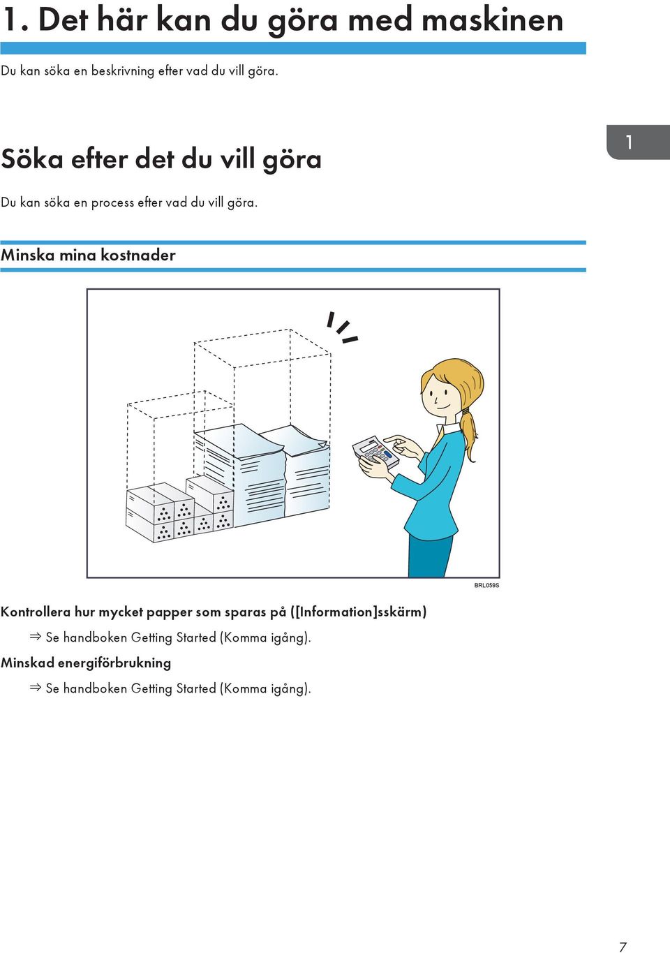 Minska mina kostnader BRL059S Kontrollera hur mycket papper som sparas på