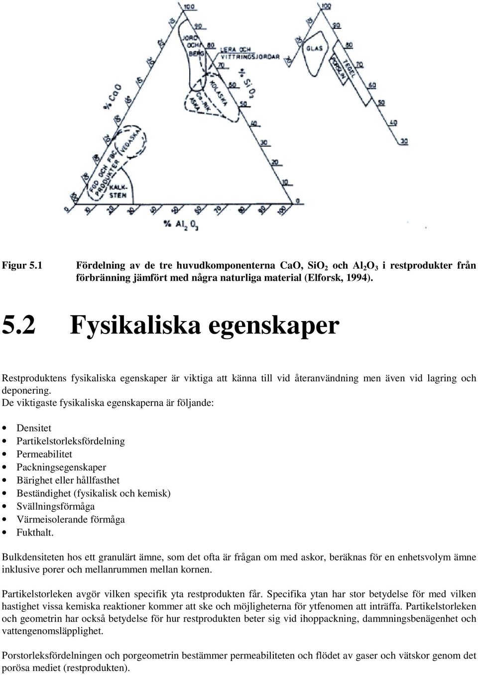 Svällningsförmåga Värmeisolerande förmåga Fukthalt.