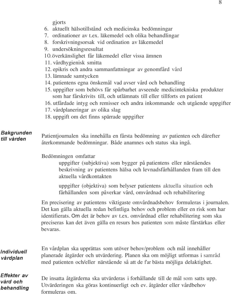 patientens egna önskemål vad avser vård och behandling 15.