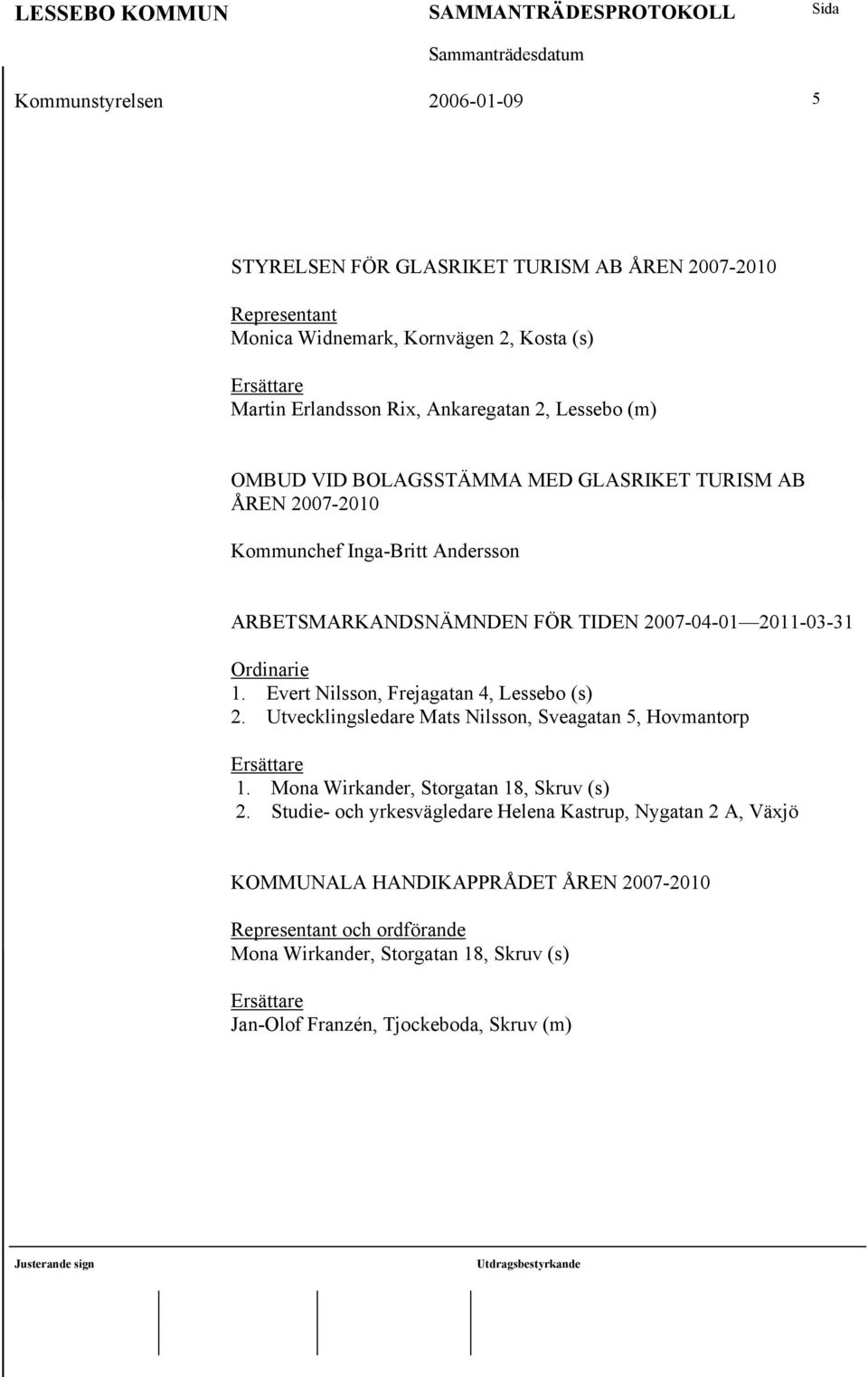 Evert Nilsson, Frejagatan 4, Lessebo (s) 2. Utvecklingsledare Mats Nilsson, Sveagatan 5, Hovmantorp 1. Mona Wirkander, Storgatan 18, Skruv (s) 2.