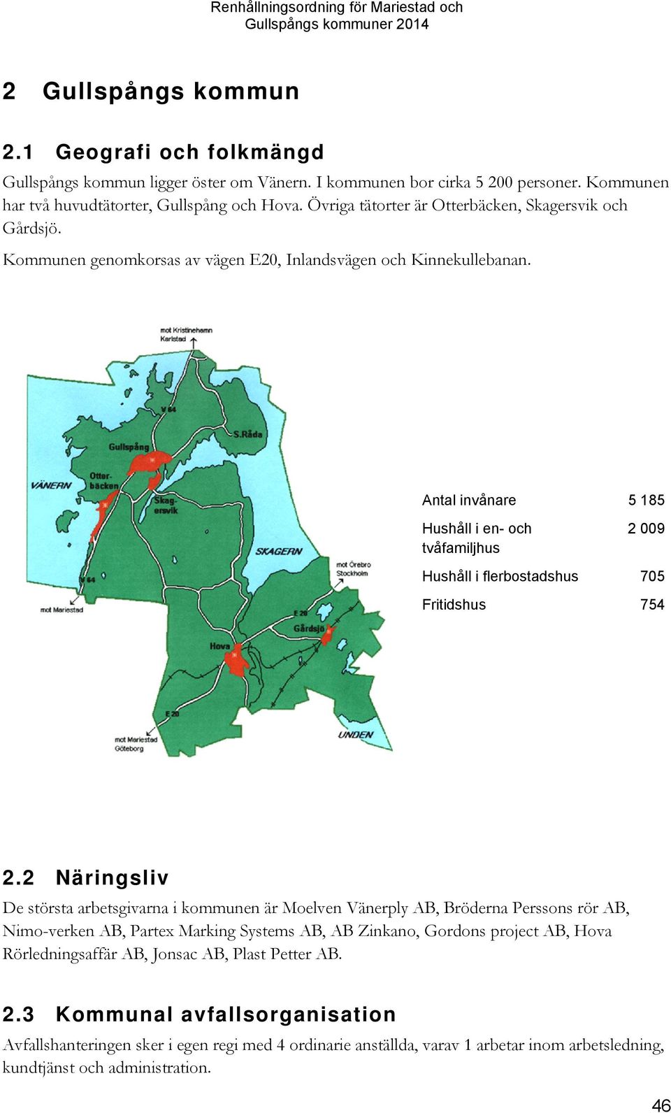 Antal invånare 5 185 Hushåll i en- och tvåfamiljhus 2 009 Hushåll i flerbostadshus 705 Fritidshus 754 2.