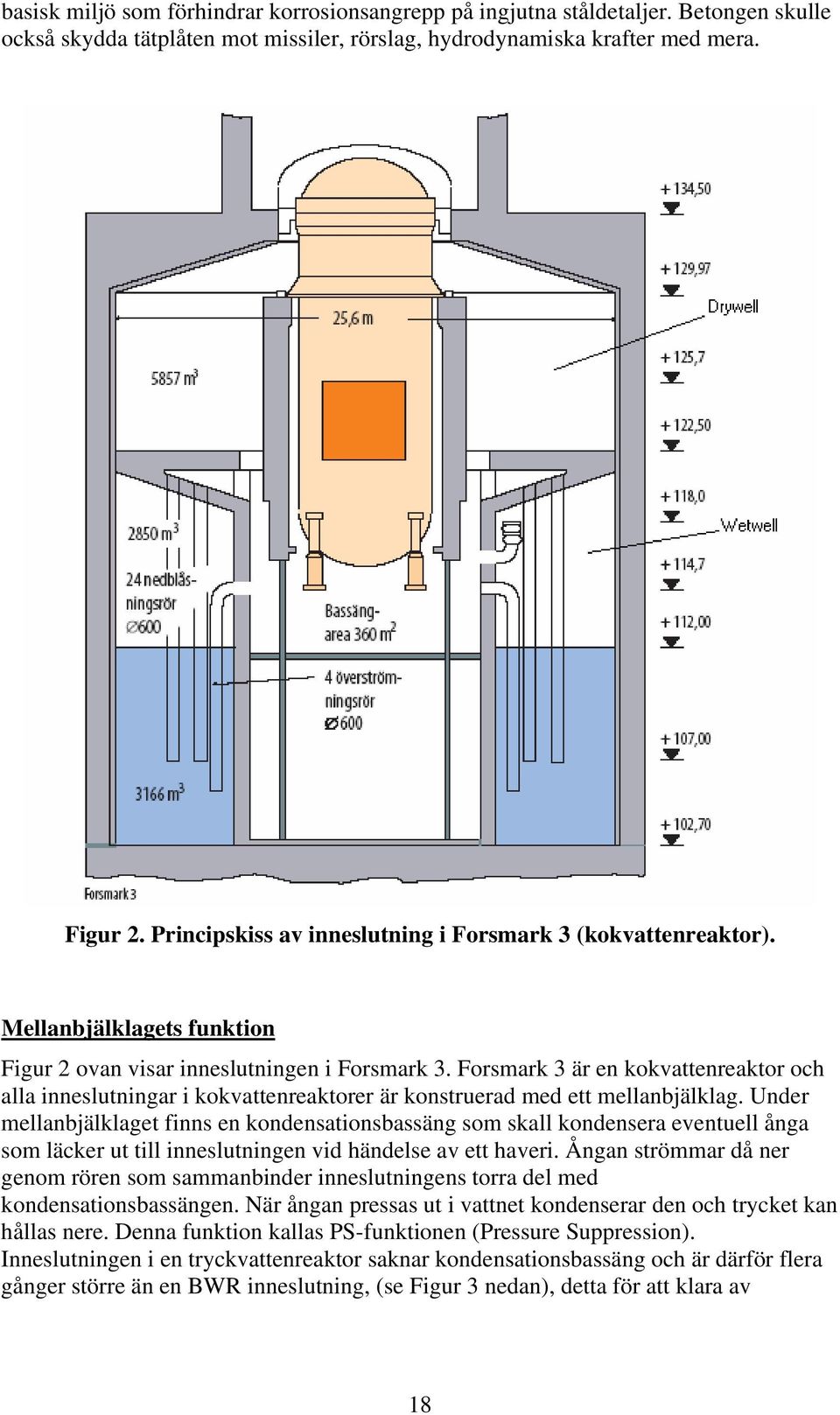 Forsmark 3 är en kokvattenreaktor och alla inneslutningar i kokvattenreaktorer är konstruerad med ett mellanbjälklag.
