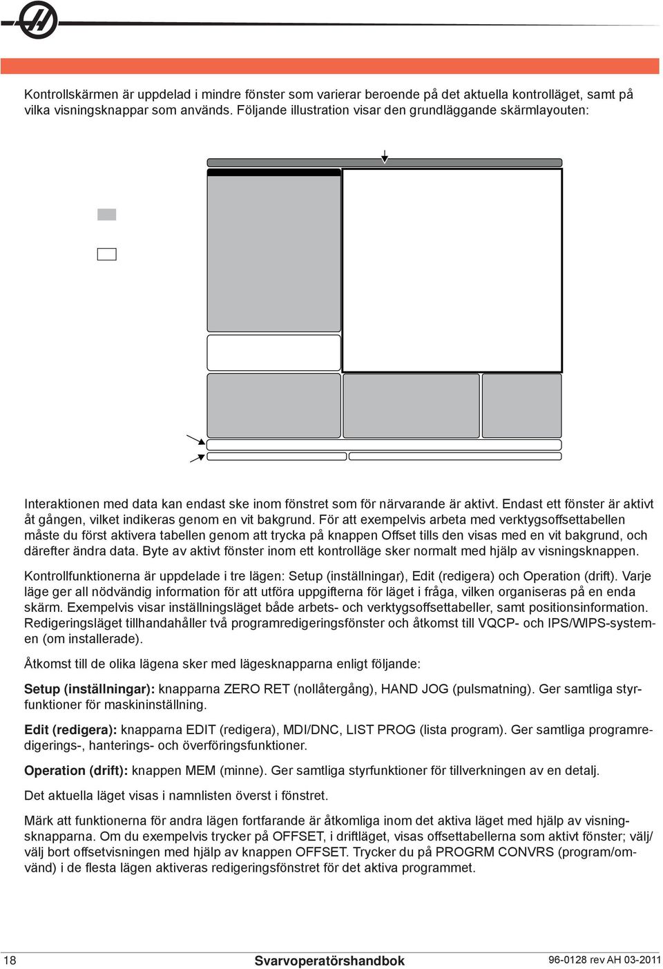 Endast ett fönster är aktivt åt gången, vilket indikeras genom en vit bakgrund.