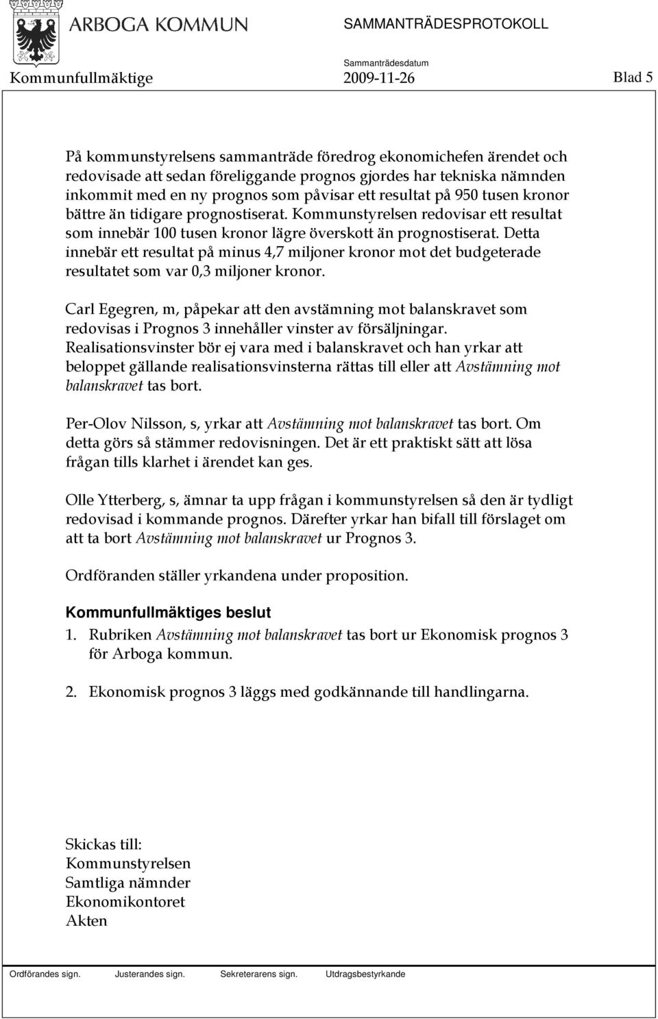 Detta innebär ett resultat på minus 4,7 miljoner kronor mot det budgeterade resultatet som var 0,3 miljoner kronor.