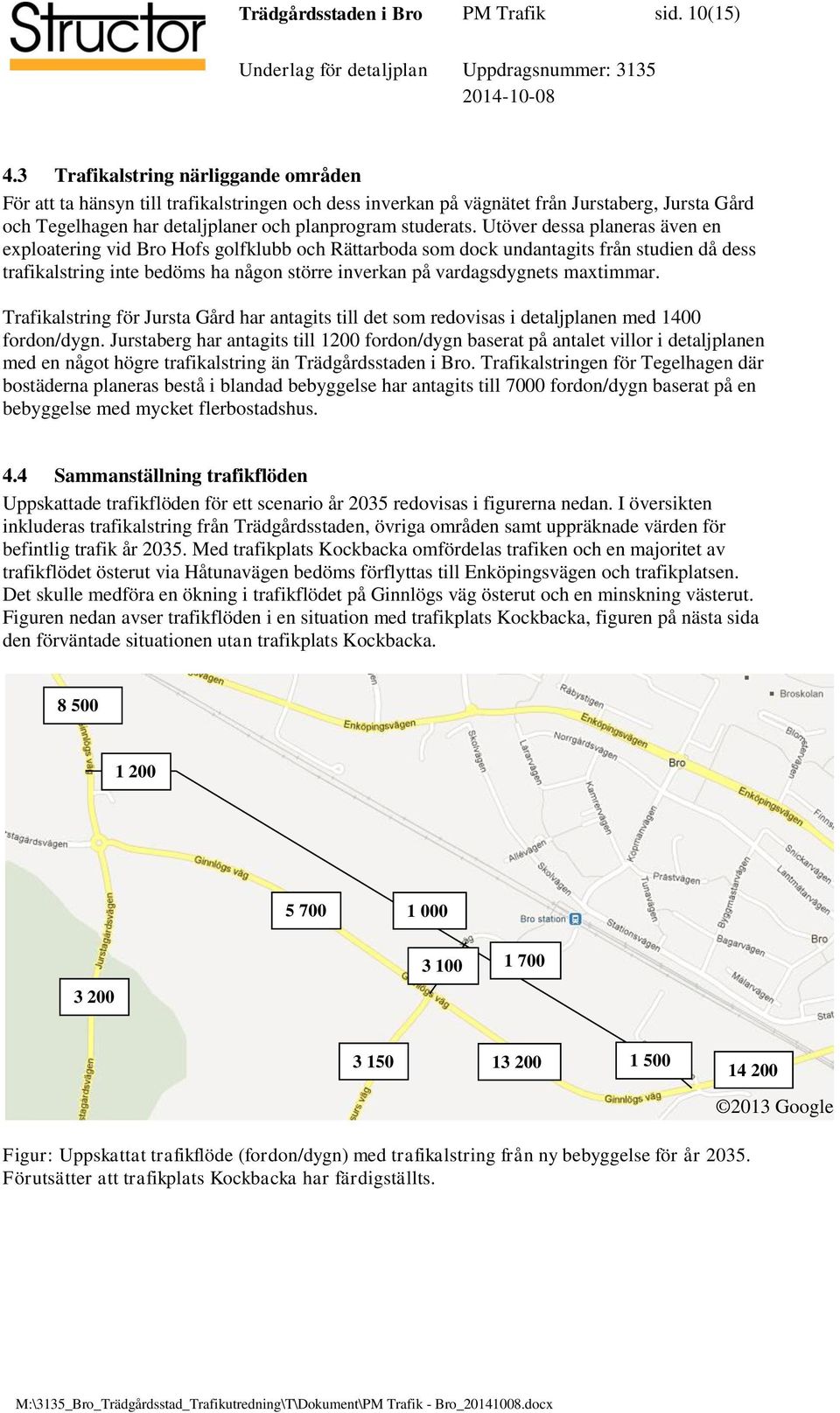 Utöver dessa planeras även en exploatering vid Bro Hofs golfklubb och Rättarboda som dock undantagits från studien då dess trafikalstring inte bedöms ha någon större inverkan på vardagsdygnets