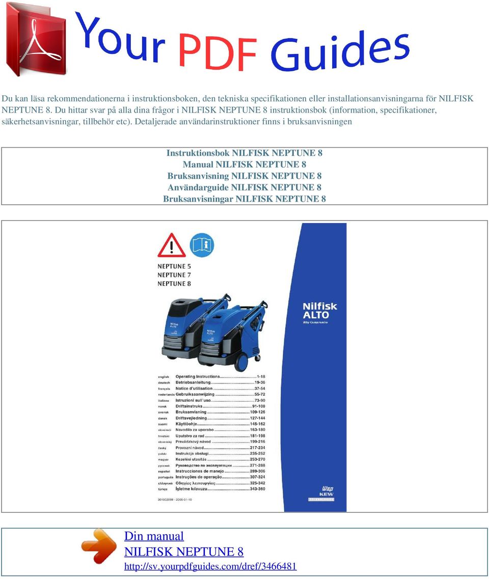 Du hittar svar på alla dina frågor i instruktionsbok (information, specifikationer,