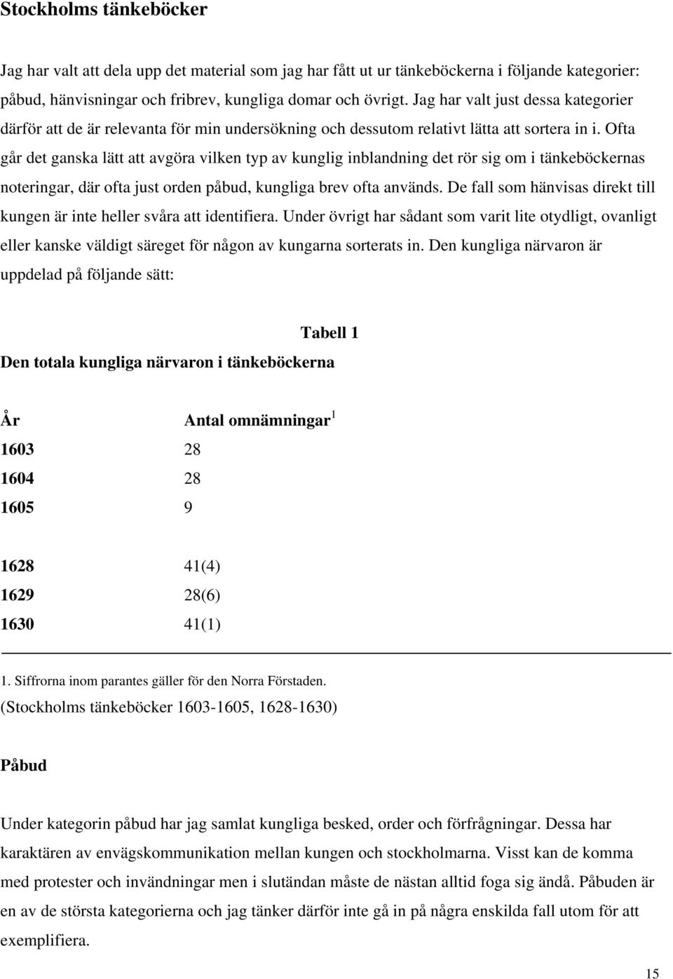 Ofta går det ganska lätt att avgöra vilken typ av kunglig inblandning det rör sig om i tänkeböckernas noteringar, där ofta just orden påbud, kungliga brev ofta används.