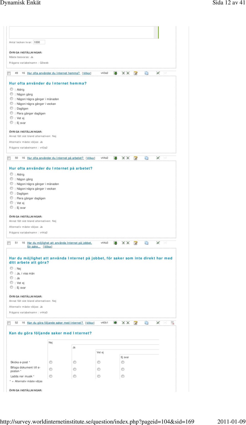 v44a2 Hur ofta använder du Internet på arbetet?