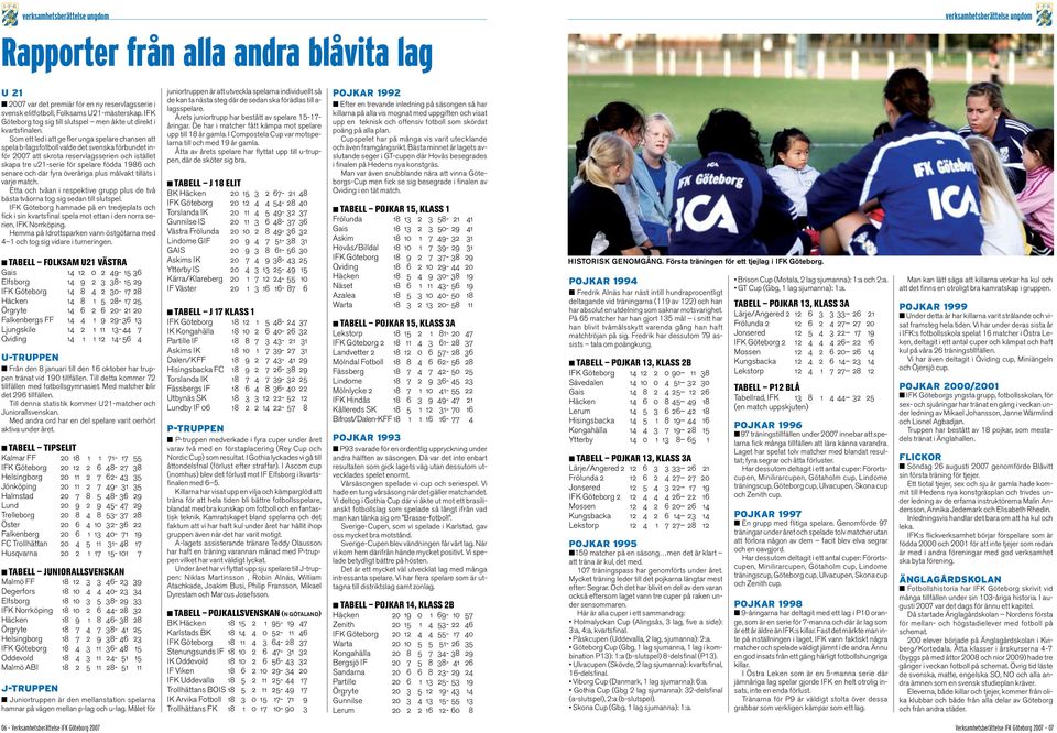 Som ett led i att ge fler unga spelare chansen att spela b-lagsfotboll valde det svenska förbundet inför 2007 att skrota reservlagsserien och istället skapa tre u21-serie för spelare födda 1986 och