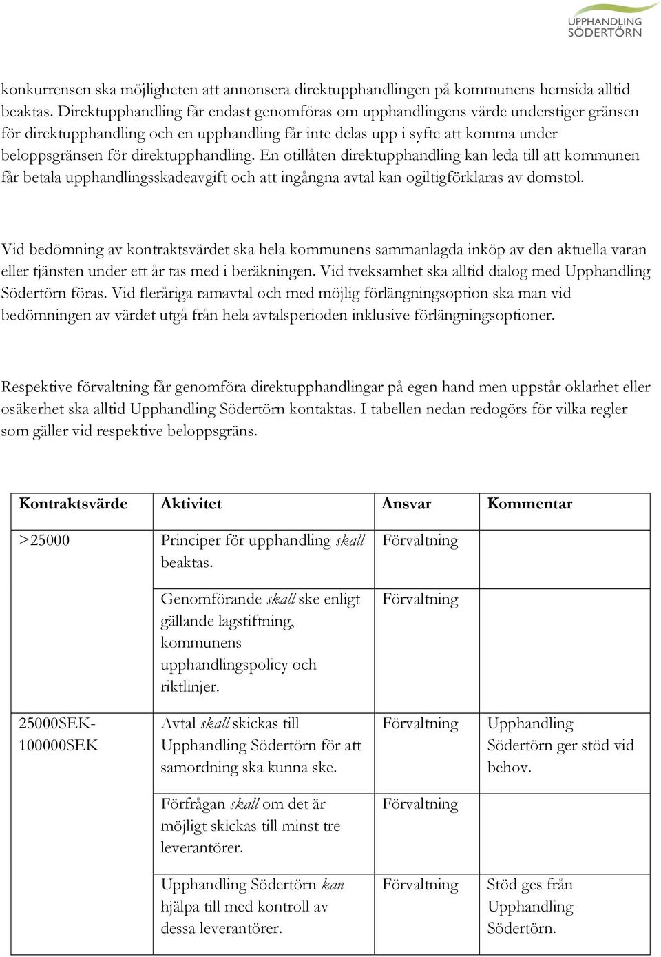 direktupphandling. En otillåten direktupphandling kan leda till att kommunen får betala upphandlingsskadeavgift och att ingångna avtal kan ogiltigförklaras av domstol.