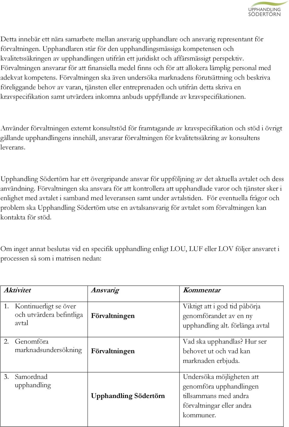 Förvaltningen ansvarar för att finansiella medel finns och för att allokera lämplig personal med adekvat kompetens.