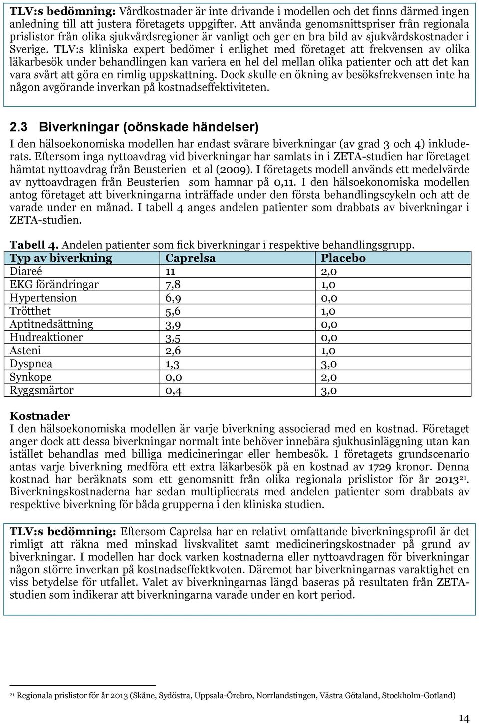 TLV:s kliniska expert bedömer i enlighet med företaget att frekvensen av olika läkarbesök under behandlingen kan variera en hel del mellan olika patienter och att det kan vara svårt att göra en