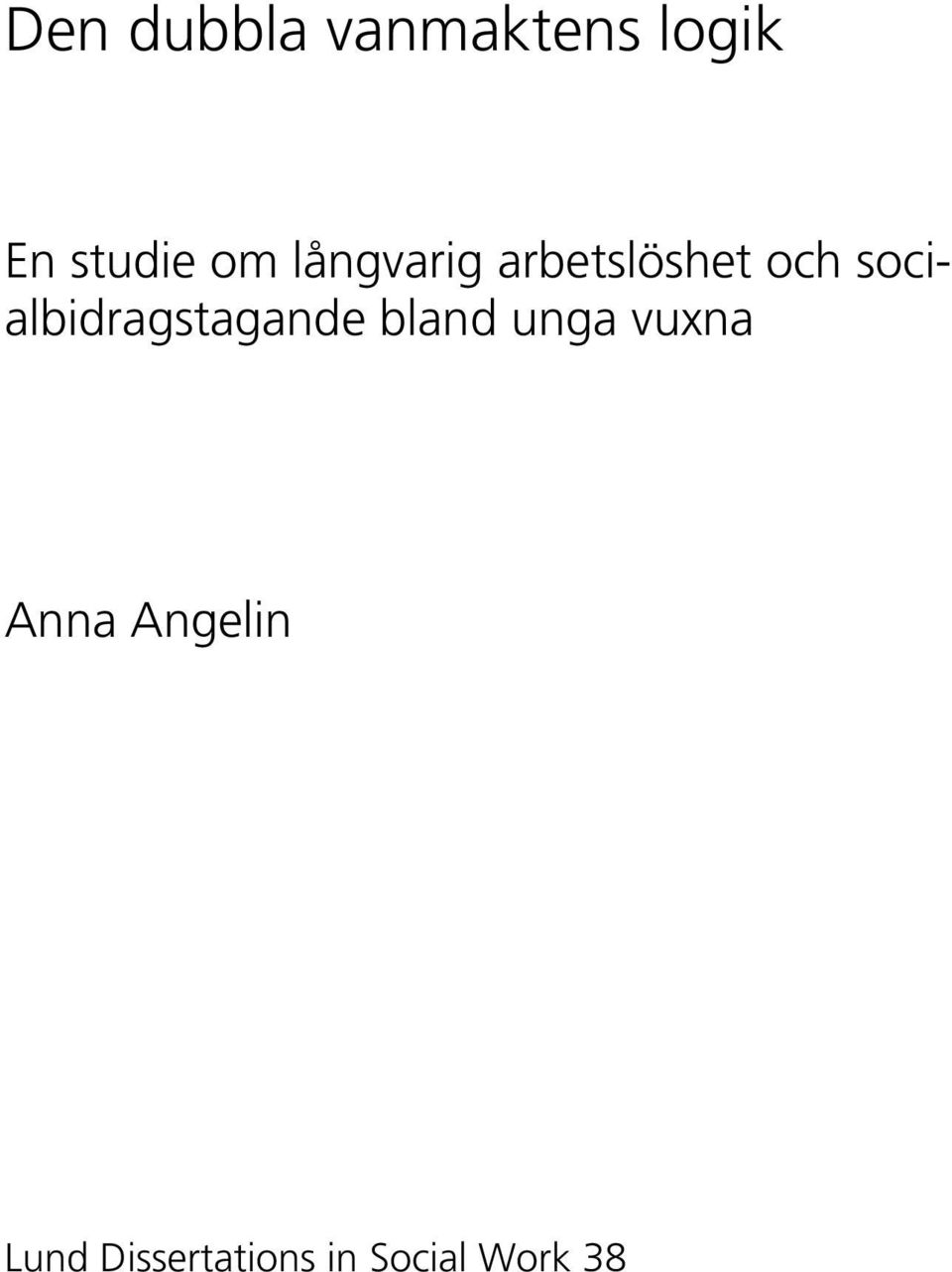 socialbidragstagande bland unga vuxna