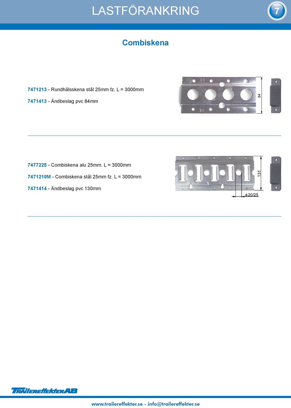 L = 3000mm 7471413 - Ändbeslag pvc 84mm 84 7477225 -