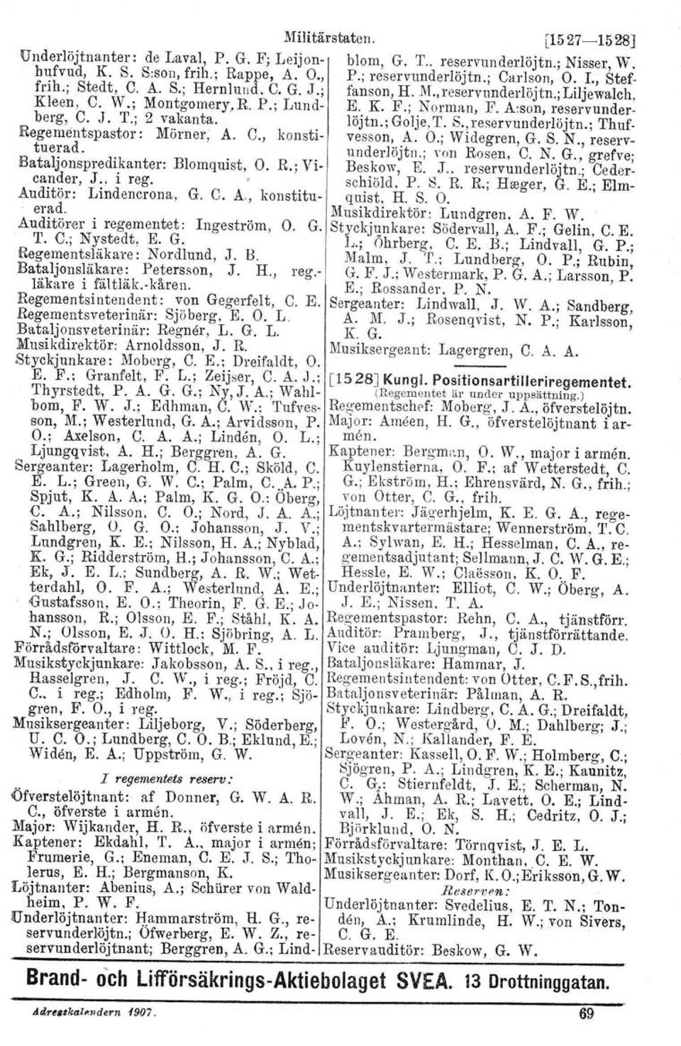 Iöjtn.: Golje, T. S.,reservunderlöjtn.; Thuf. Regementspastor: Mörner, A. C., konsti- vesson, A. O.; Widegren, G. S. N., reservtue~ad... underlöjtn.; von Rosen, C. N. G., grefve; Bataljonspredikanter.