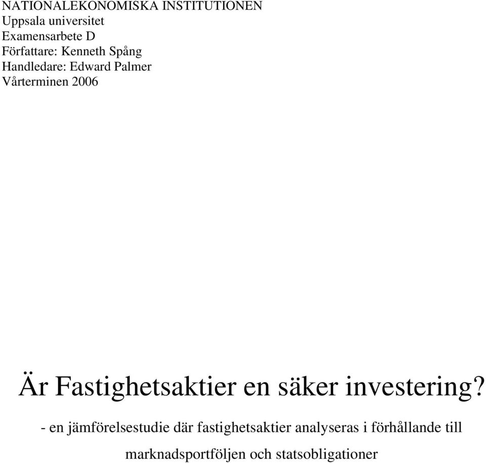 Fastighetsaktier en säker investering?