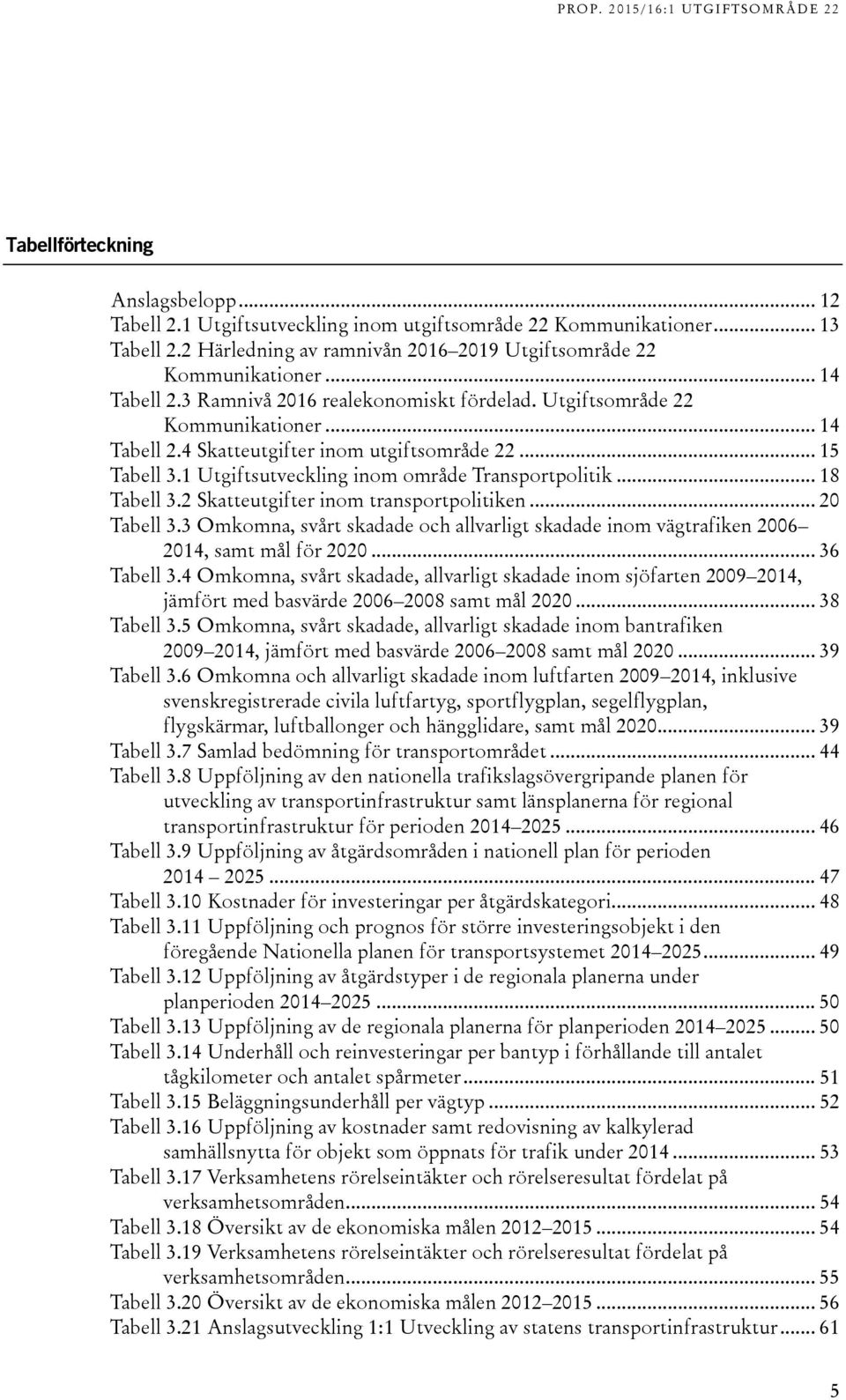 1 Utgiftsutveckling inom område Transportpolitik... 18 Tabell 3.2 Skatteutgifter inom transportpolitiken... 20 Tabell 3.