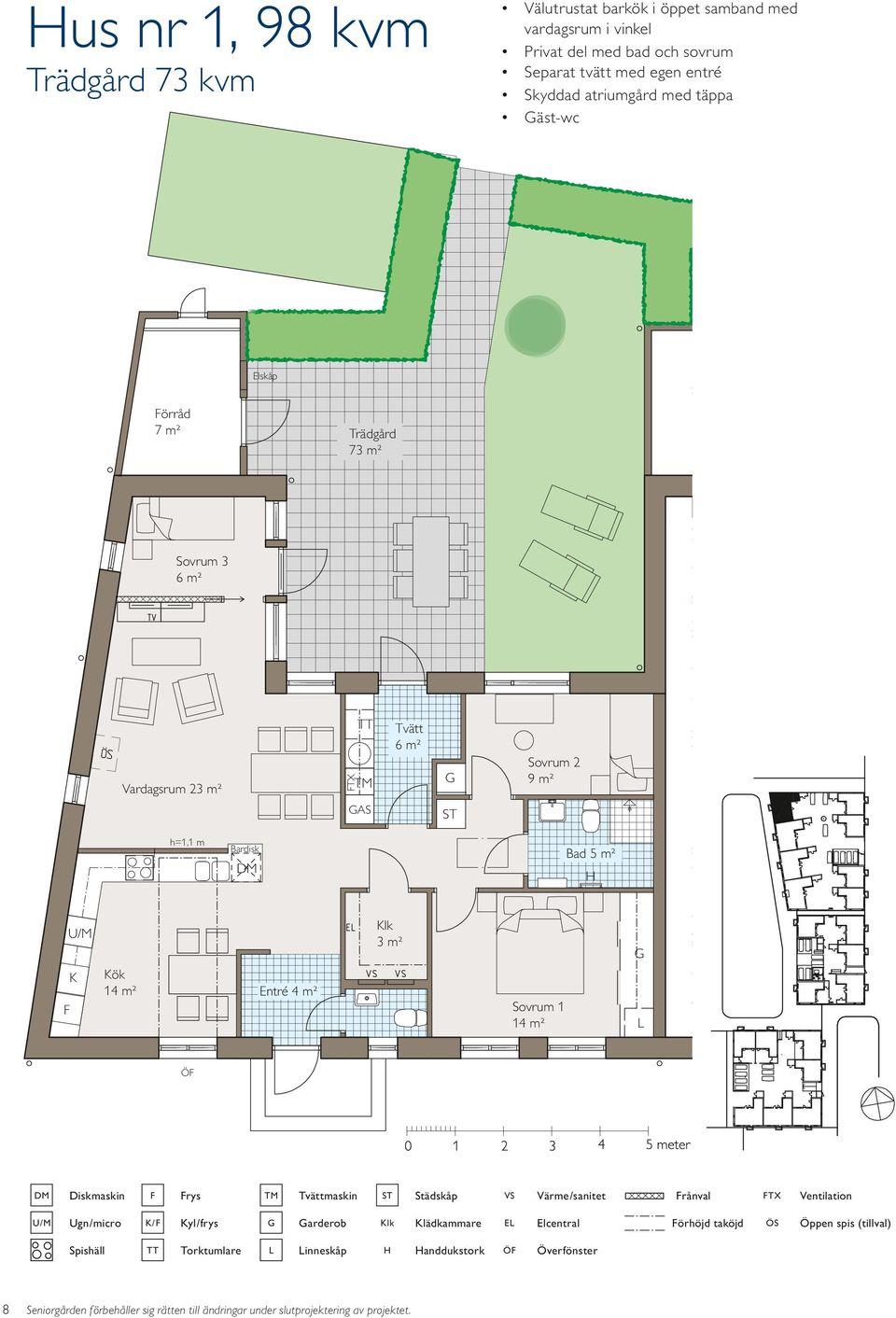 Vardagsrum 23 m² AS Tvätt Bardisk K Entré 4 m² 3 m² rys rånval arderob E örhöjd taköjd inneskåp