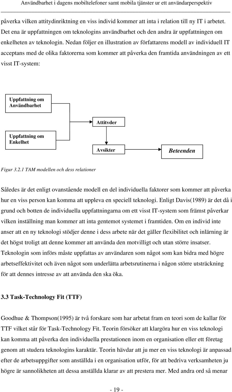 Nedan följer en illustration av författarens modell av individuell IT acceptans med de olika faktorerna som kommer att påverka den framtida användningen av ett visst IT-system: Uppfattning om