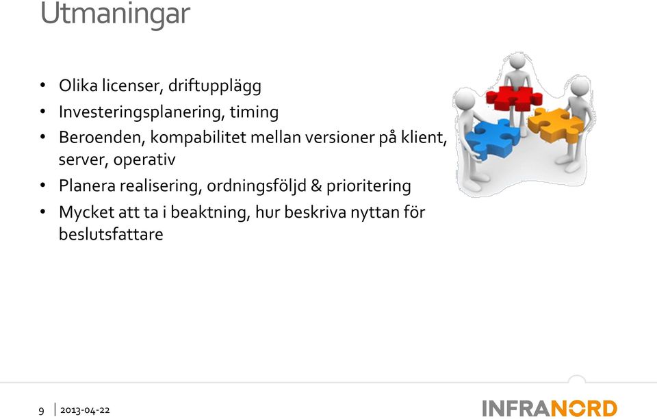 operativ Planera realisering, ordningsföljd & prioritering Mycket