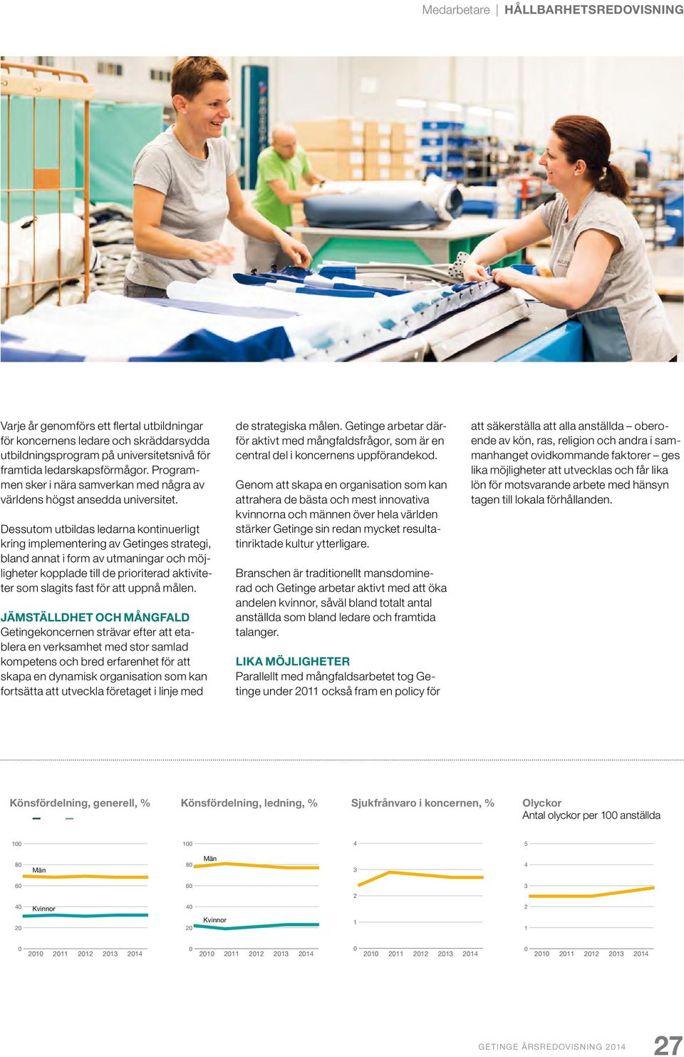 Dessutom utbildas ledarna kontinuerligt kring implementering av Getinges strategi, bland annat i form av utmaningar och möjligheter kopplade till de prioriterad aktiviteter som slagits fast för att