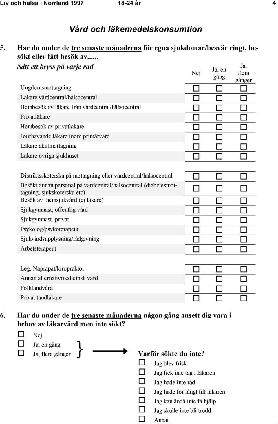 Hembesök av privatläkare V V V Jourhavande läkare inom primärvård V V V Läkare akutmottagning V V V Läkare övriga sjukhuset V V V Distriktssköterska på mottagning eller vårdcentral/hälsocentral V V V