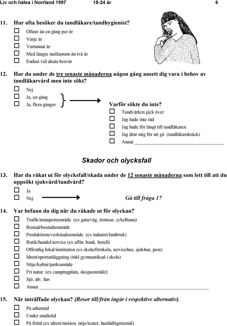 Har du under de tre senaste månaderna någon gång ansett dig vara i behov av tandläkarvård men inte sökt?, en gång, flera gånger Varför sökte du inte?