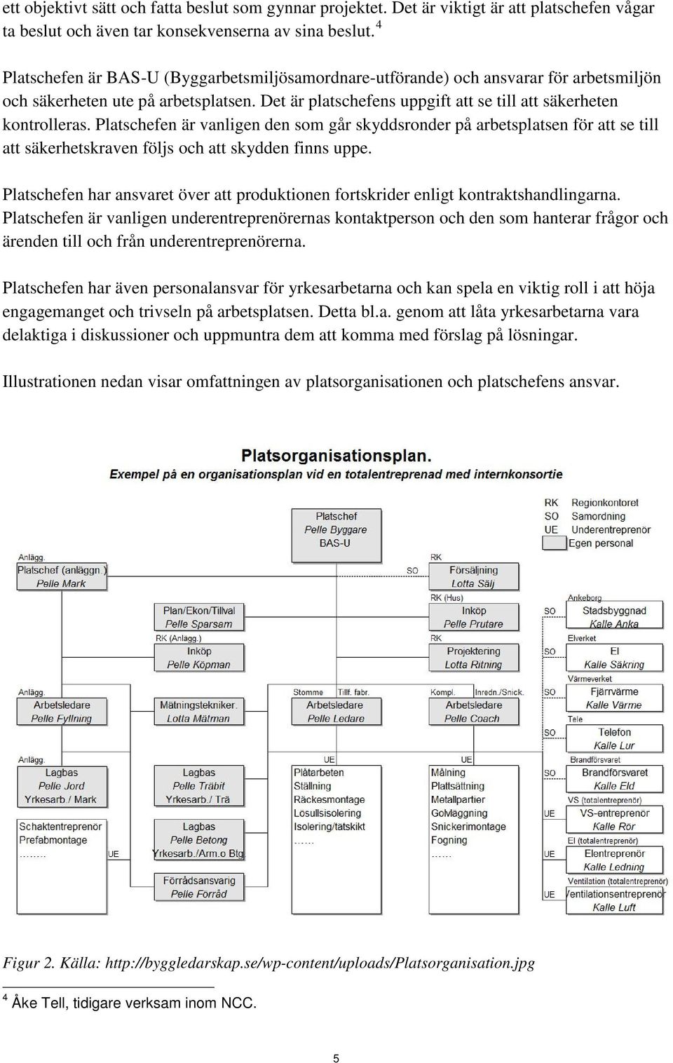 Platschefen är vanligen den som går skyddsronder på arbetsplatsen för att se till att säkerhetskraven följs och att skydden finns uppe.