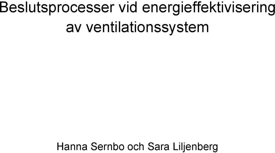 ventilationssystem Hanna