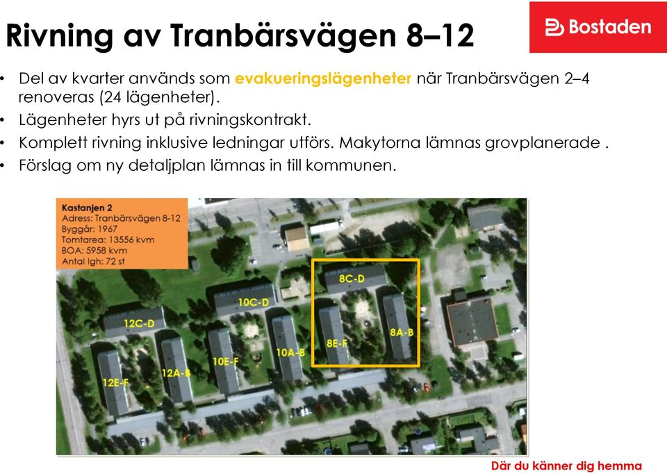 Lägenheter hyrs ut på rivningskontrakt.