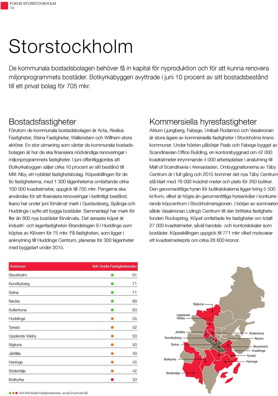 Bostadsfastigheter Förutom de kommunala bostadsbolagen är Acta, Akelius Fastigheter, Stena Fastigheter, Wallenstam och Willhem stora aktörer.