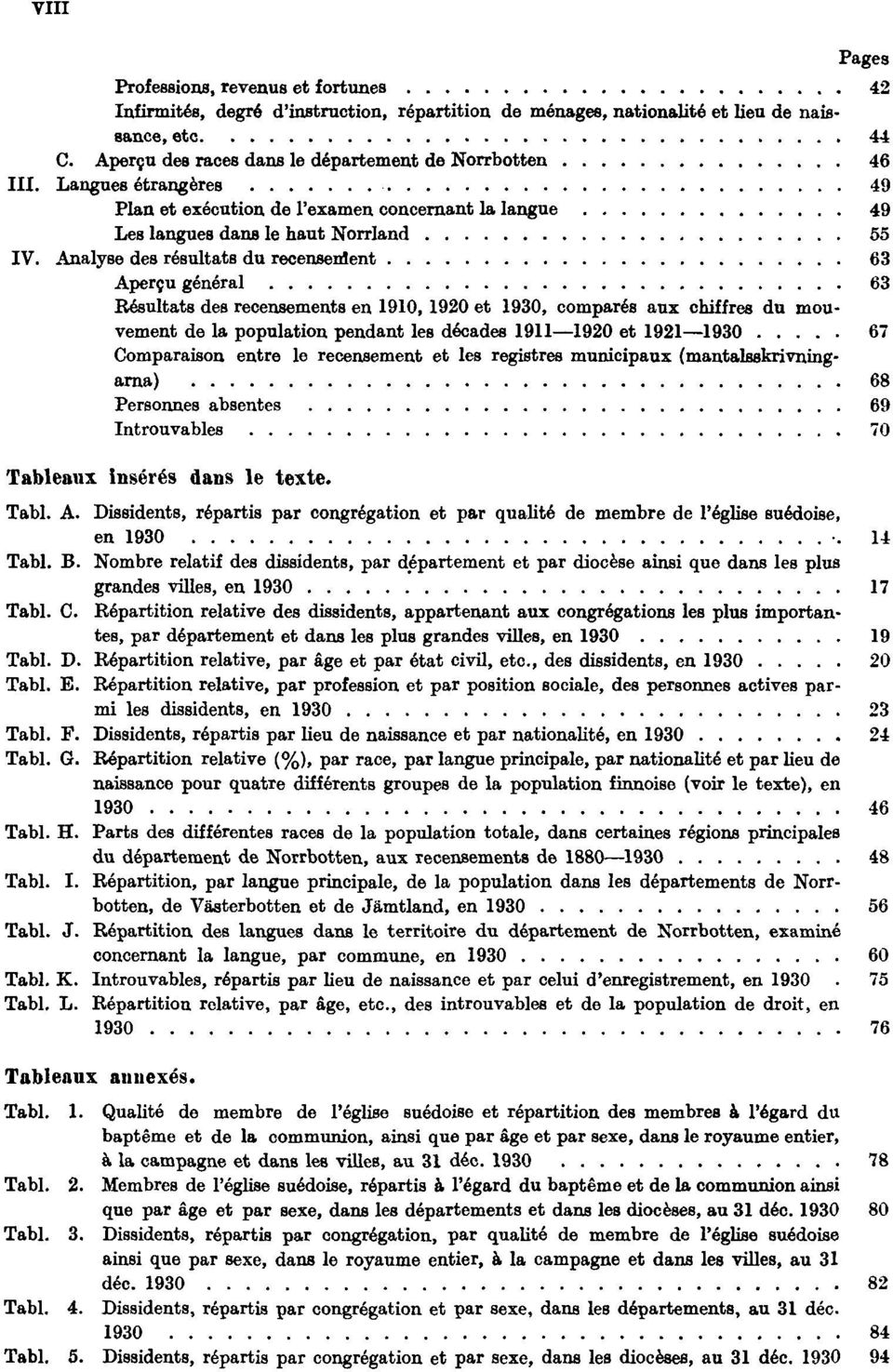 Analyse des résultats du recensement 63 Aperçu général 63 Résultats des recensements en 1910, 1920 et 1930, comparés aux chiffres du mouvement de la population pendant les décades 1911 1920 et 1921