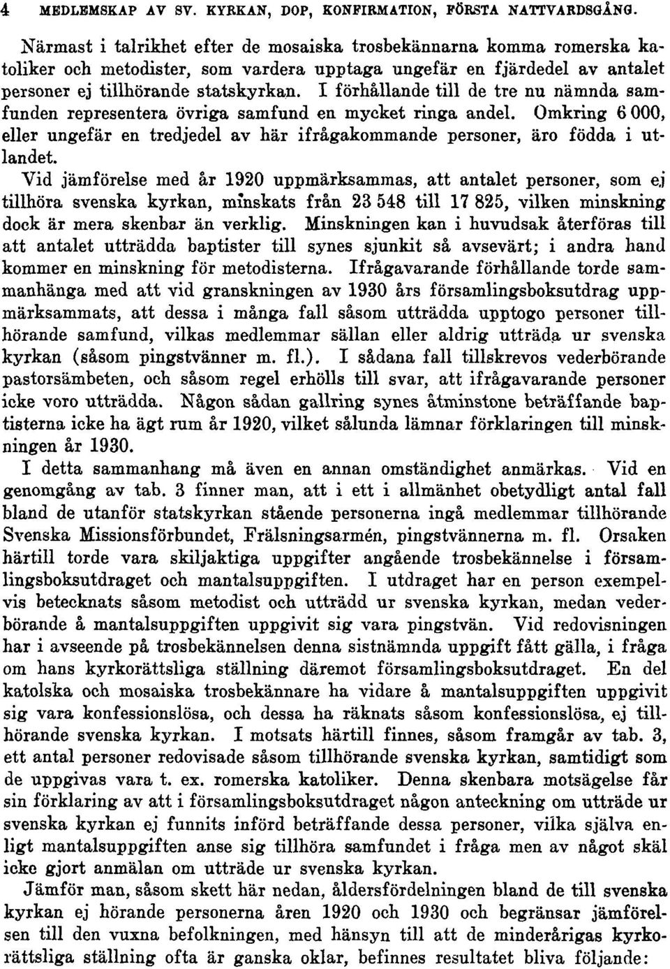 I förhållande till de tre nu nämnda samfunden representera övriga samfund en mycket ringa andel. Omkring 6 000, eller ungefär en tredjedel av här ifrågakommande personer, äro födda i utlandet.