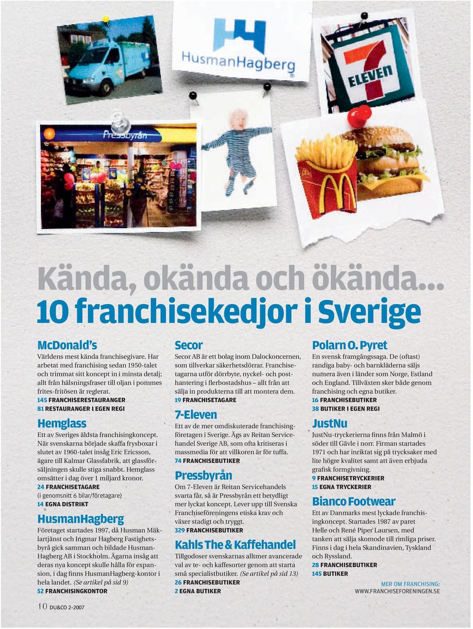 145 FRANCHISERESTAURANGER 81 RESTAURANGER I EGEN REGI Hemglass Ett av Sveriges äldsta franchisingkoncept.