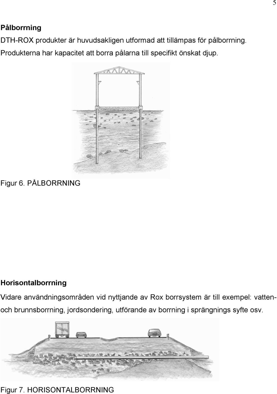 PÅLBORRNING Horisontalborrning Vidare användningsområden vid nyttjande av Rox borrsystem är till