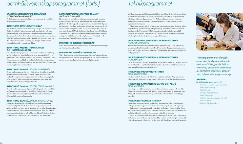 Inriktningen ger kunskaper om kommunikation, lärande och ledarskap.