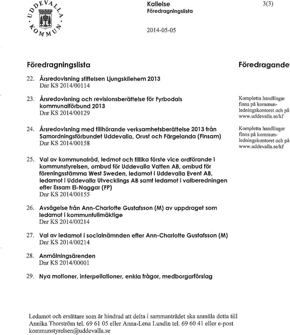 Årsredovisning med tillhörande verksamhetsberättelse 2013 från Samordningsförbundet Uddevalla, Orust och Förgelanda (Finsam) Dnr KS 2014/00158 Kompletta handlingar finns på kommunledningskontoret och