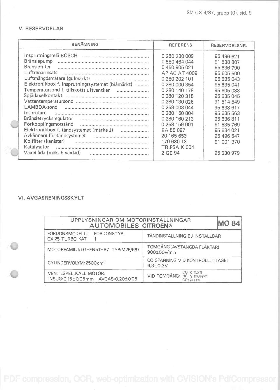 tändsystemet (märke J) Avkännare for tändsystemet Kolfilter (kanister) Katalysator Växellâda (mek.