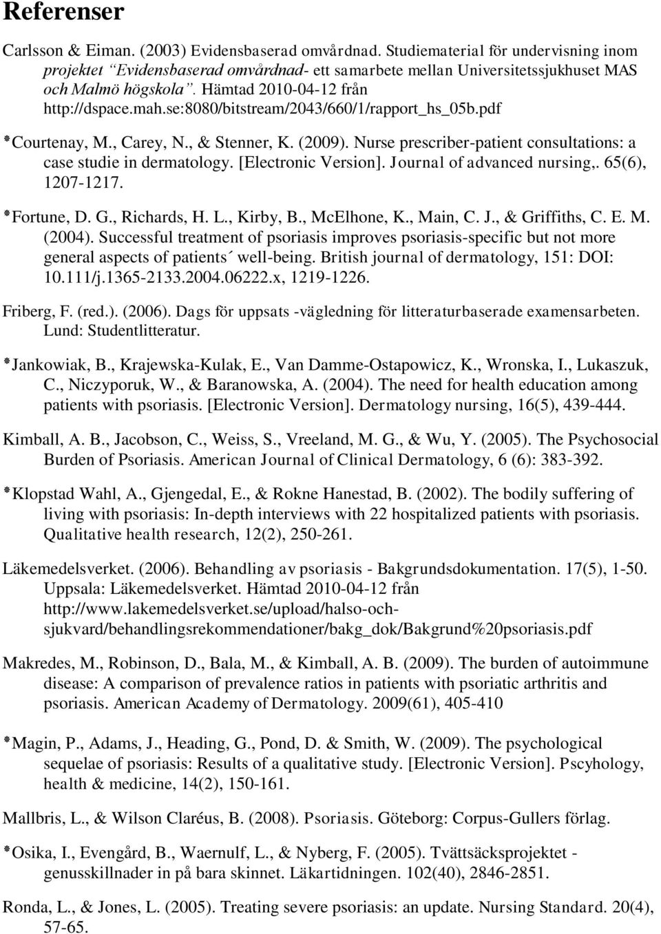 se:8080/bitstream/2043/660/1/rapport_hs_05b.pdf, Courtenay M., Carey, N., & Stenner, K. (2009). Nurse prescriber-patient consultations: a case studie in dermatology. [Electronic Version].