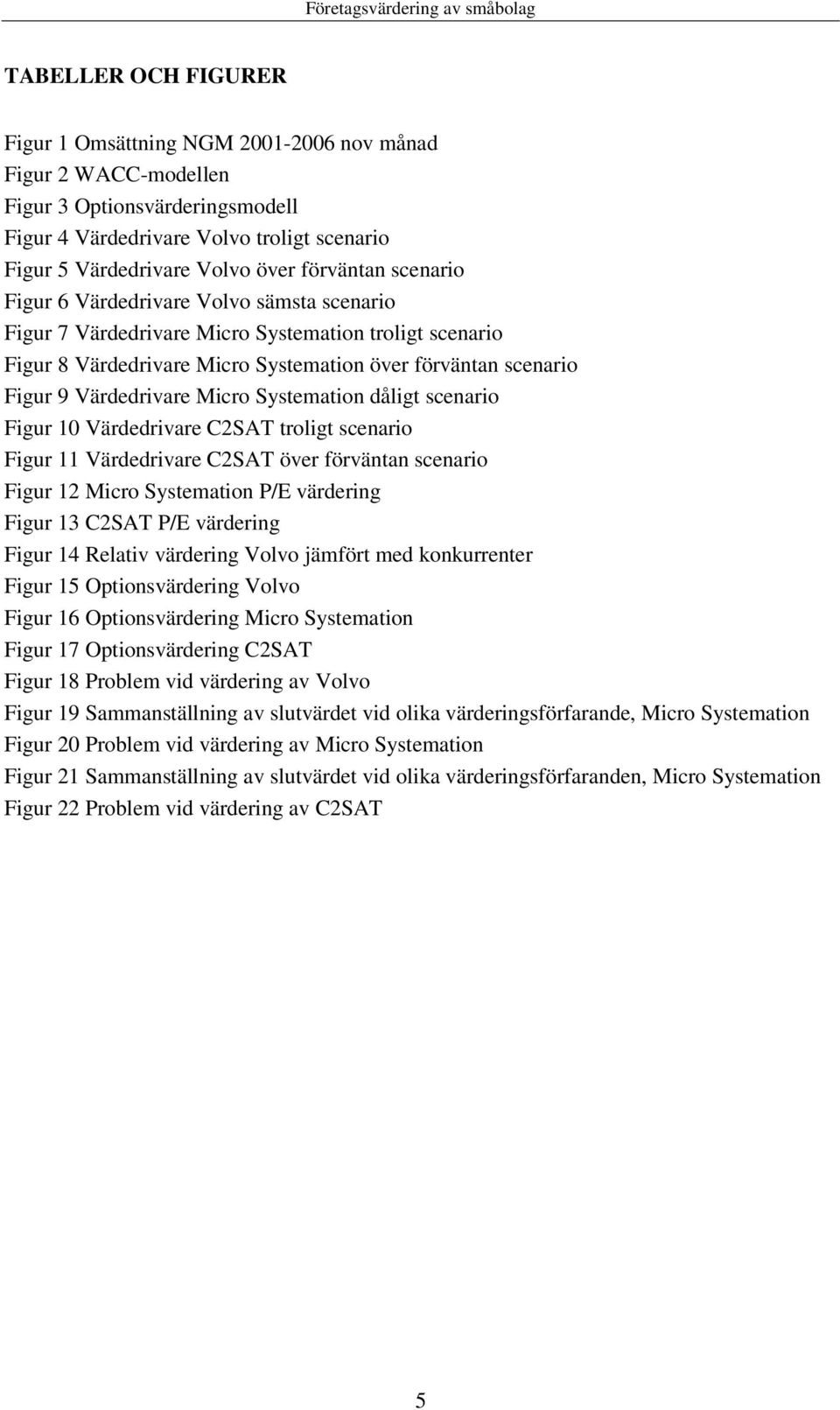 Värdedrivare Micro Systemation dåligt scenario Figur 10 Värdedrivare C2SAT troligt scenario Figur 11 Värdedrivare C2SAT över förväntan scenario Figur 12 Micro Systemation P/E värdering Figur 13 C2SAT