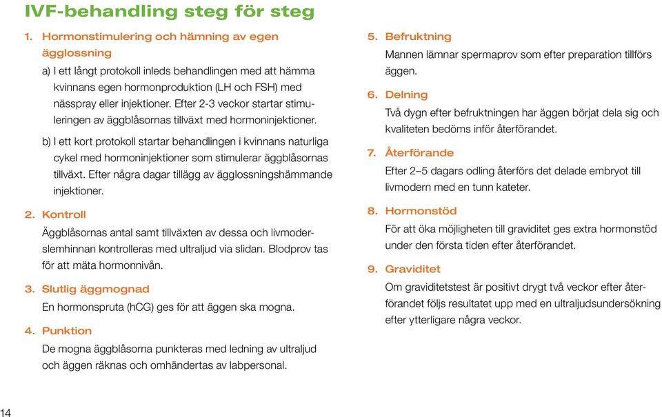 Efter 2-3 veckor startar stimuleringen av äggblåsornas tillväxt med hormoninjektioner.