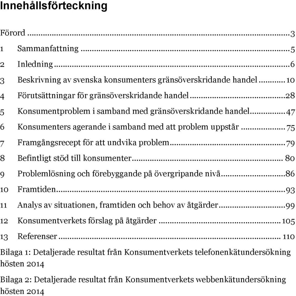 .. 79 8 Befintligt stöd till konsumenter... 80 9 Problemlösning och förebyggande på övergripande nivå... 86 10 Framtiden... 93 11 Analys av situationen, framtiden och behov av åtgärder.