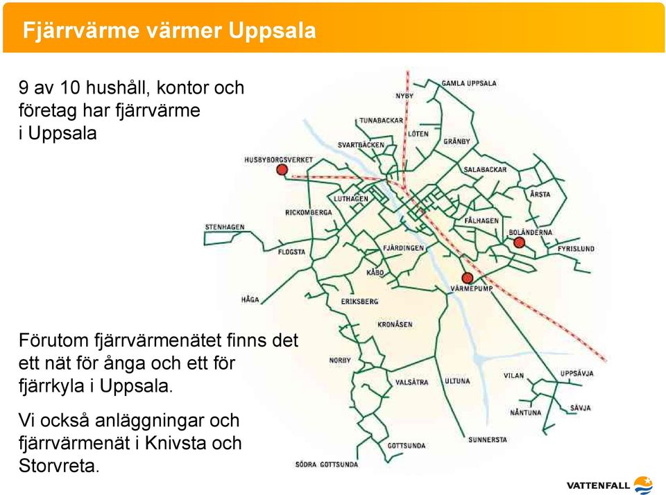 finns det ett nät för ånga och ett för fjärrkyla i Uppsala.