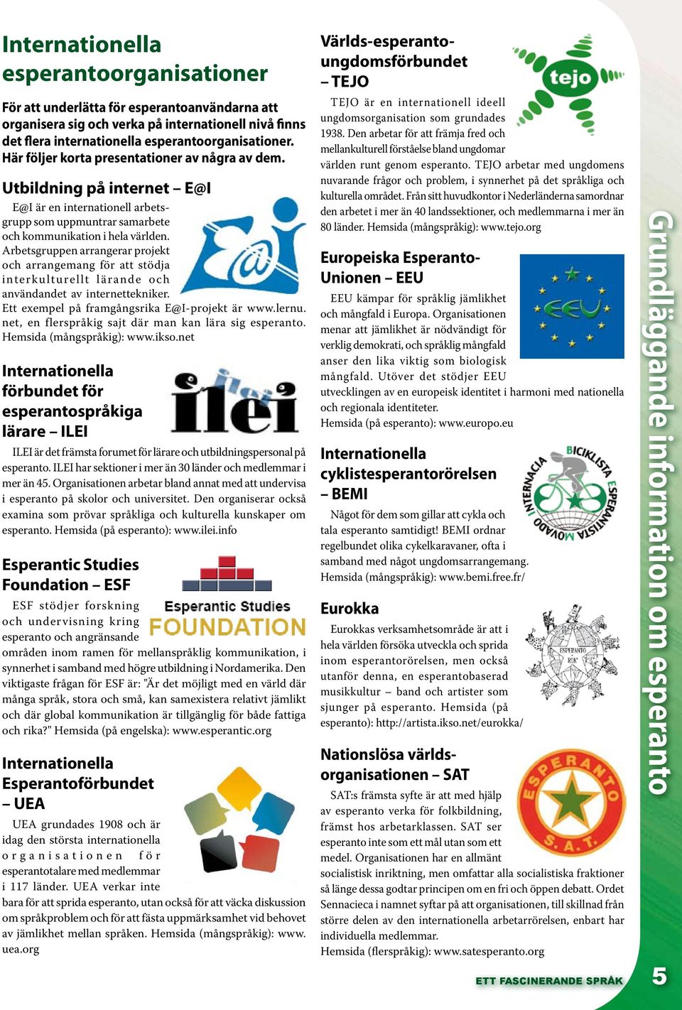 Arbetsgruppen arrangerar projekt och arrangemang för att stödja interkulturellt lärande och användandet av internettekniker. Ett exempel på framgångsrika E@I-projekt är www.lernu.