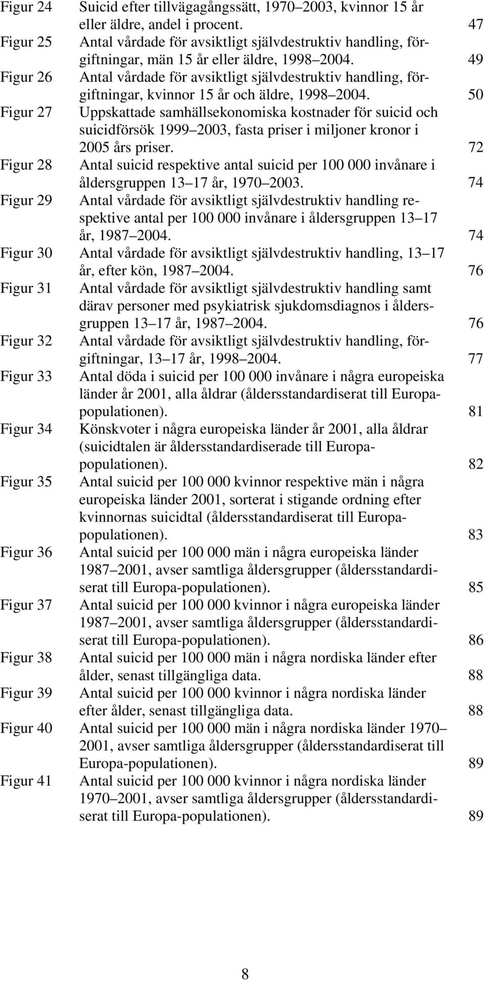 49 Figur 26 Antal vårdade för avsiktligt självdestruktiv handling, förgiftningar, kvinnor 15 år och äldre, 1998 2004.