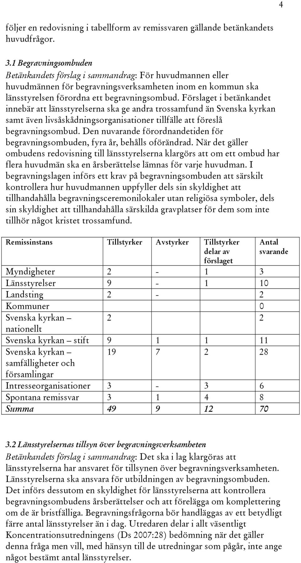 Förslaget i betänkandet innebär att länsstyrelserna ska ge andra trossamfund än Svenska kyrkan samt även livsåskådningsorganisationer tillfälle att föreslå begravningsombud.