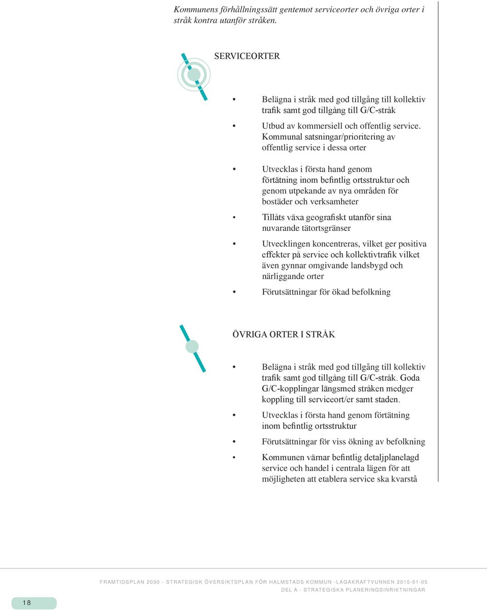 Kommunal satsningar/prioritering av offentlig service i dessa orter Utvecklas i första hand genom förtätning inom befintlig ortsstruktur och genom utpekande av nya områden för bostäder och