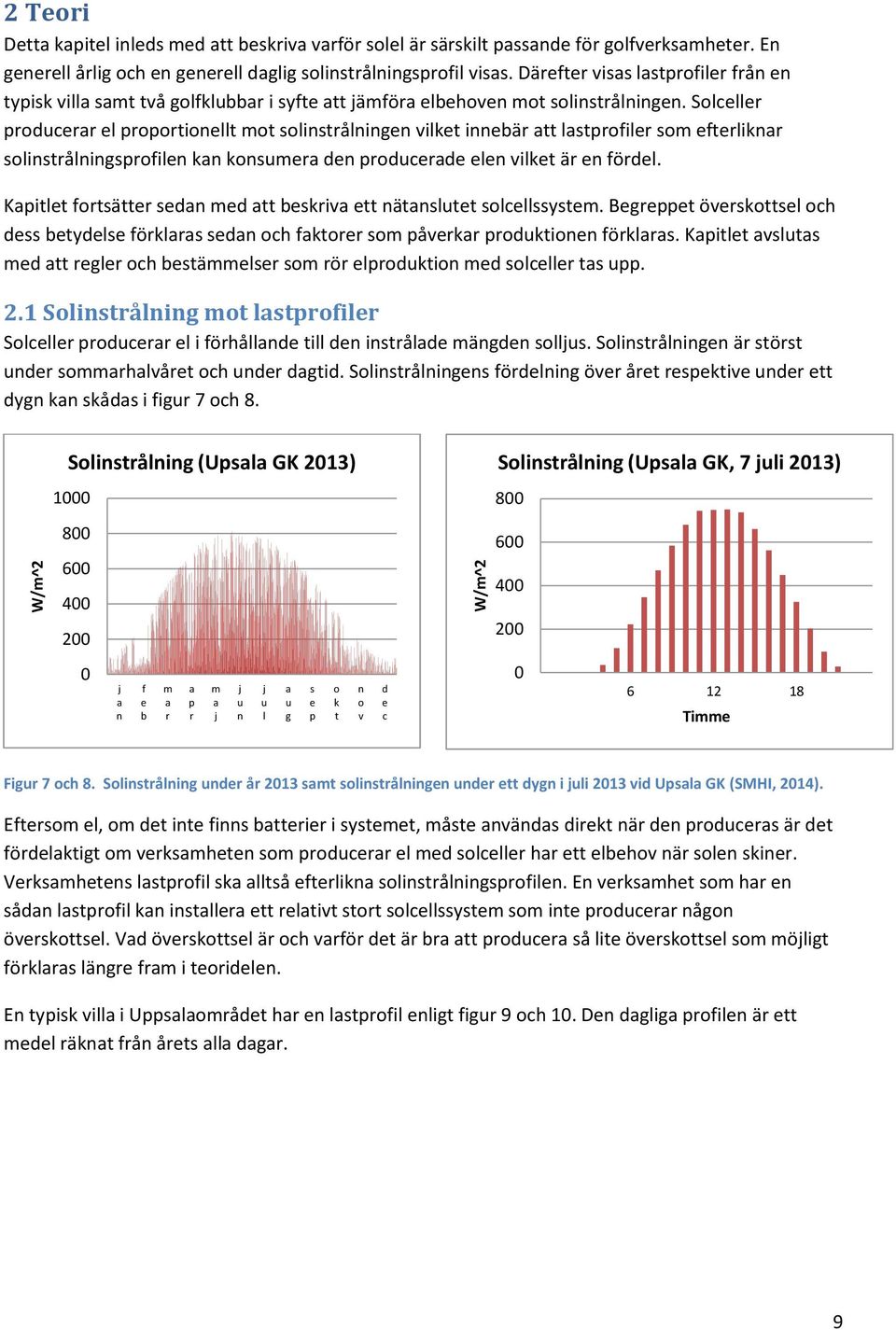 Solceller producerr el proportionellt mot solinstrålningen vilket innebär tt lstprofiler som efterliknr solinstrålningsprofilen kn konsumer den producerde elen vilket är en fördel.