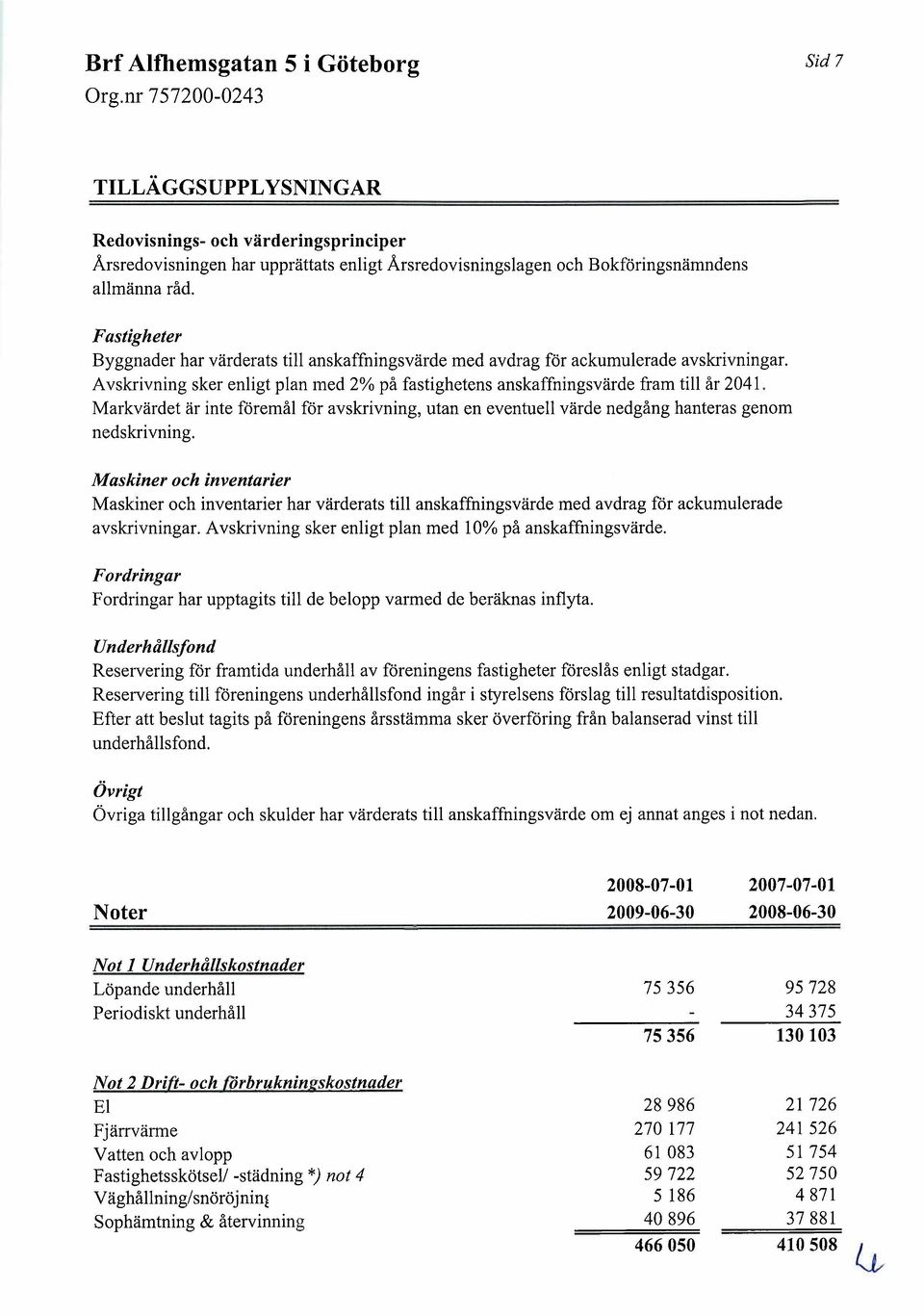 Markvärdet är inte föremål för avskrivning, utan en eventuell värde nedgång hanteras genom nedskrivning.